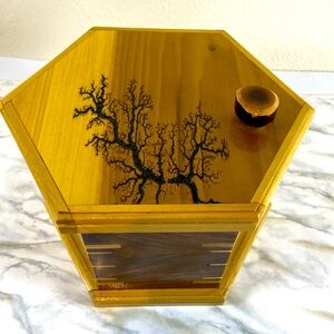 Handmade Wood Electric Burned Keepsake/Jewelry/Trinket/Handcrafted Hexagons Box.